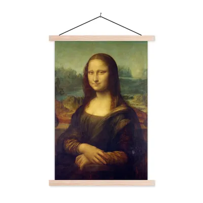 Produktbild von MuchoWow® Textilposter Mona Lisa - Leonardo da Vinci 40x60 cm mit holzfarbenen Rahmen - Poster