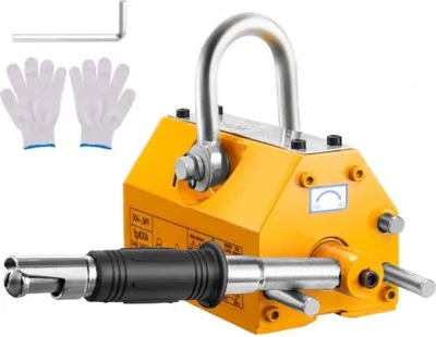 Image de Aimant de levage 2000 kg – Élévateur magnétique – Néodyme et acier – Orange – Avec déverrouillage – Aimant industriel