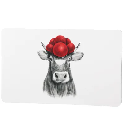 Produktbild von Gilde - 61464 - Frühstücksbrettchen, Kuh mit Bollenhut, Schwarzwald, Resopal, 23,5cm x 14,5cm, weiß