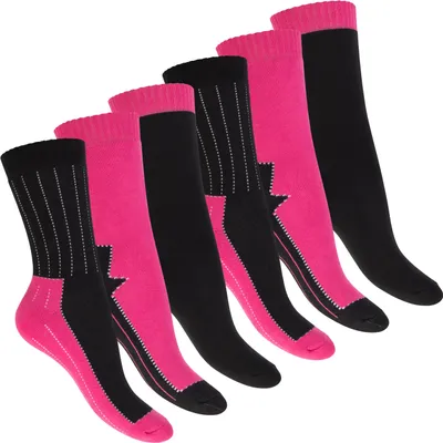 Produktbild von Footstar Damen Wintersocken (6 Paar), Warme Vollfrottee Socken mit Thermo Effekt - Schwarz Pink 35-38