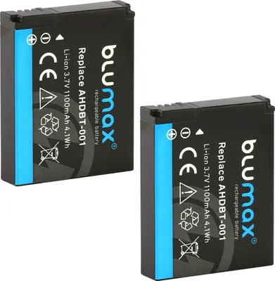 Produktbild von 2x Blumax Akku für GoPro HERO HD - ABPAK-001, AHDBT-001 1100 mAh (3,7V)