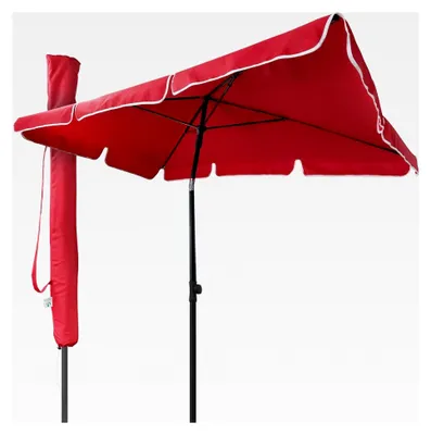 Produktbild von Rechteckiger Sonnenschirm für Balkon und Terrasse, neigbar, UV-Schutz 50+, Rot 200 cm