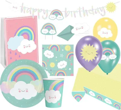 Produktbild von Regenbogen & Wolke Partyset 61-teilig