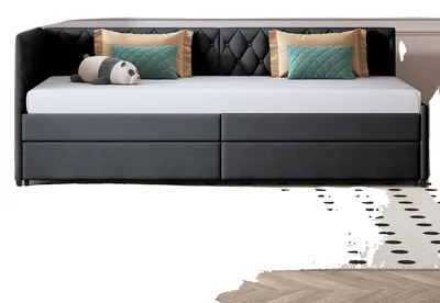 Zdjęcie produktu dla Łóżko dzienne, rozkładane, minimalistyczny, nowoczesny design, szare, 90 x 200 cm