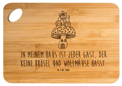 Produktbild von Mr. & Mrs. Panda Schneidebrett Marienkäfer Fliegenpilz - Transparent - Geschenk, Holzbrettchen, Lustige Sprüche, Fleigenpilzhaus, Frühstücksbrettchen, Frühstücksbrett