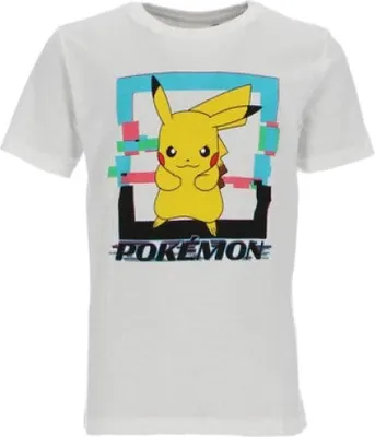 Produktbild von Pokemon Pikachu Jungen T-Shirt Kurzarm Shirt 100% Baumwolle – Weiß / 176