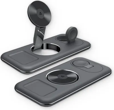 Produktbild von alkaya. 3 in 1 Wireless Ladestation, Ladegerät, Kompatibel mit MagSafe und iPhone, Apple Watch, Samsung, - schwarz