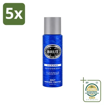 Imagen del producto de 5 aerosoles desodorantes Brut Oceans, 200 ml, pack de ahorro, 5 unidades