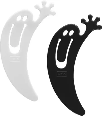 Produktbild von Koziol Jimini, 2er Set, Lesezeichen, Buchzeichen, Bookmark, 8 cm, Schwarz / Weiß, 5531496