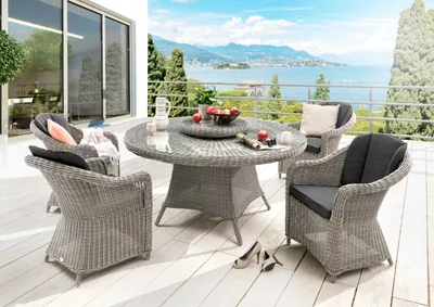 Produktbild von Destiny MALAGA LUNA Essgruppe 4 Se+ Tisch Ø150x75cm vintage weiß