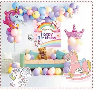Zdjęcie produktu dla Balony Urodzinowe Zestaw 48Szt Urodziny Jednorożec