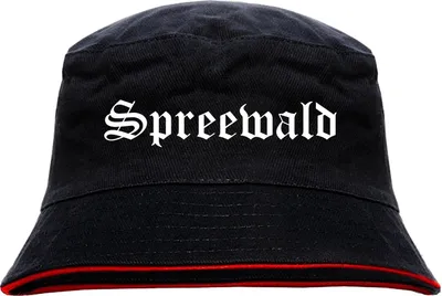 Produktbild von Spreewald Anglerhut - Altdeutsche Schrift - Schwarz-Roter Fischerhut L/XL SchwarzRot