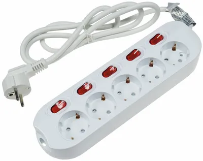 Zdjęcie produktu dla Listwa zasilająca z pojedynczym obwodem 5-drożna, biała, kabel 1,5 m