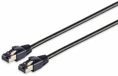 Produktbild von Helos Patchkabel F/FTP Cat 8.1 schwarz 0,5m -Twisted Pair, doppelt geschirmt, 4 x 2 x AWG 26