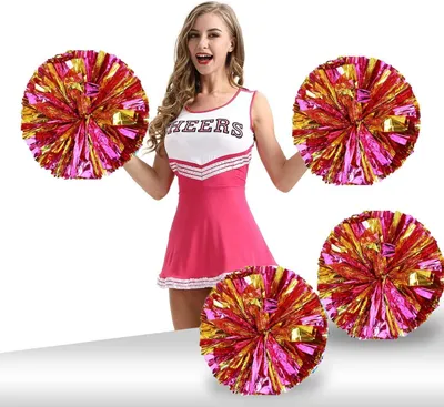 Produktbild von GEFIRE Pompons Cheerleading 2 Stück Cheerleader Pompons Sportkader Rosenrot