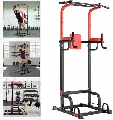 Image de Tour de musculation multifonctionnelle - Barre de traction - Support pour dips aux triceps - Capacité de 200 kg - Noir