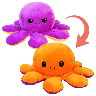 Produktbild von Oktopus Wende Plüschtier lila orange XL - ca. 60 cm