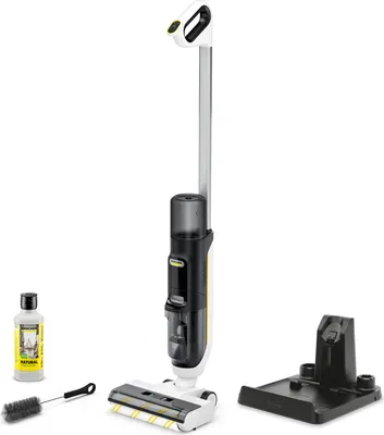 A Kärcher Saugwischer FCV 3 Natural N is displayed with its accessories on a white background.