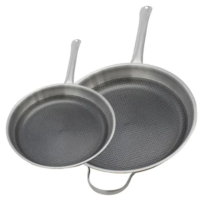 Image de Ensemble de Poêles de cuisson en inox Elo Relief Solution 24 cm et 32 cm