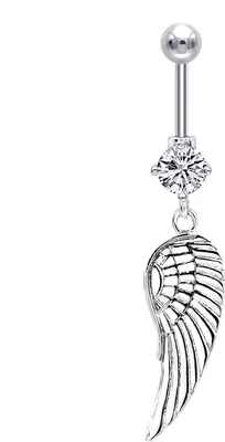 Produktbild von Karisma Titan Bauchnabelpiercing Feder Anhänger Banana Zirkonia - Weiss - Roségold