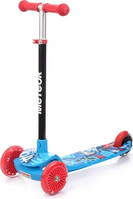 Produktbild von Dreirad-Kinderroller Meteor Funny – Bunte Leucht-LED-Räder, verstellbare Höhe, bis 50 kg, Blau