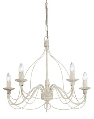 Produktbild von Shabby Chic-Provençal Kronleuchter Gericht Metall Weiß 5 Lichter E14