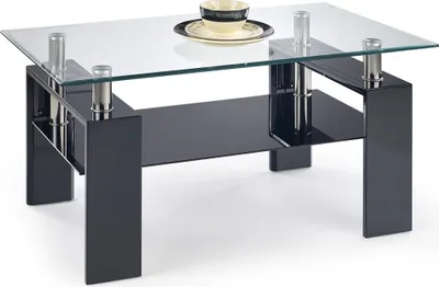 Produktbild von Halmar Glas Konferenztisch Diana h - schwarz glänzend / transparent
