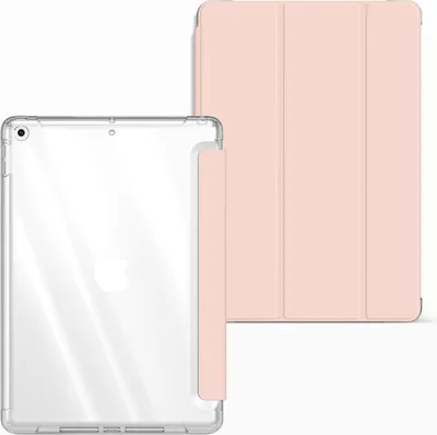 Produktbild von Smart Cover für Apple iPad 7 / 8 / 9 (2019/20/21) 10.2 Zoll Tablet Hülle Cover Schutzhülle Tasche Stand Hülle Tasche Etui Rosa-Transparent