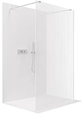 Immagine prodotto di CERANO - Box doccia Walk-in Onyx Duo L/P - 8 mm - montante squadrato - cromato, vetro rigato - 60x200 cm