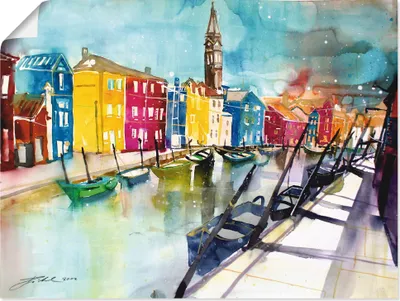 Produktbild von ARTland Poster Venedig Bunt Größe: 80x60 cm