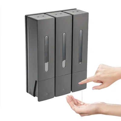 Image de Distributeur de savon mural pour douche, avec 3 compartiments