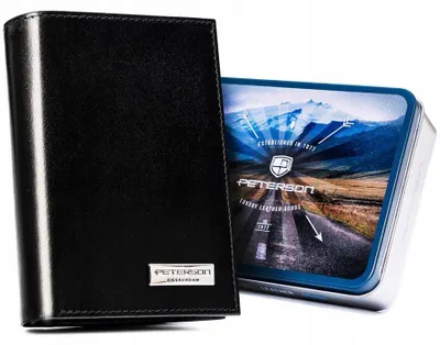 Obrázek produktu pro Peterson pánská peněženka z přírodní kůže černá RFID 13x10 cm