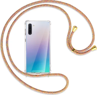 Produktbild von Handykette Backcover-Schutzhülle mit Band (Metall goldfarben) für Samsung Galaxy Note 10 (N970) - Rainbow