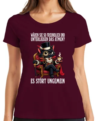Produktbild von Waren Sie so freundlich und unterlassen das Statement Sarkasmus Damen T-Shirt, Burgundy, XL