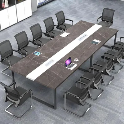 Image de Table de conférence avec gestion des câbles, dimensions 320x80x74 cm, design moderne, idéale pour un bureau