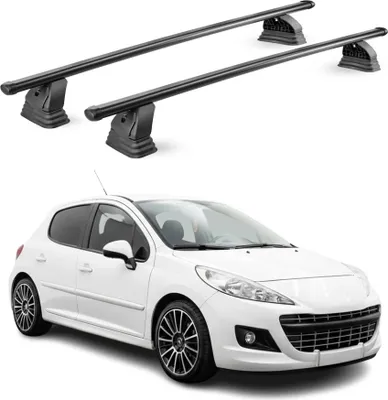 Image de Barres de toit transversales acier pour Peugeot 207 2006-2015 75 kg Noir 2x