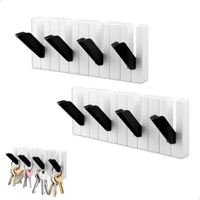 Schlüsselhalter mit 4 Haken, 2er-Set, 19,6x7,4x1,7 cm