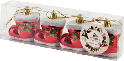 Image de Boules de Noël en plastique « Père Noël violet » - 5 x 3,5 x 6 cm - Multicolores - Lot de 4