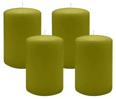 Produktbild von Flachkopf-Stumpenkerzen Scottish Green 100 x Ø 60 mm, 4 Stück