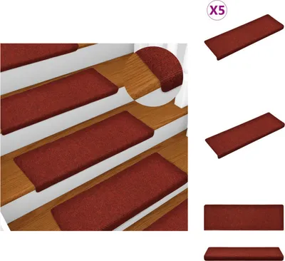 Zdjęcie produktu dla vidaXL Maty na schody 5 szt. Bordeauxrot 65x21x4 cm Nadelvlies - Stufenteppiche