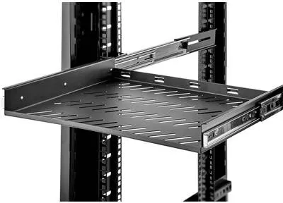 Productafbeelding van Renkforce RF-3432148, 19-inch netwerkschrank-inrichtingsplaat, 1 HE, uitschuifbaar. Geschikt voor schrankdieptes vanaf 400 mm. Zwart