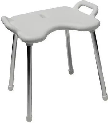 Produktbild von HEWI Duschhocker der Serie 802 LifeSystem, Stahlbeine verchromt, Sitzfläche aus PUR 97 (Lichtgrau), B: 533 mm, T: 400 mm, H: 531 mm