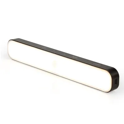 Image de Lampe LED sous plan SLL11 noire 24 cm – 4000 K blanc neutre, lampe d'armoire rechargeable avec détecteur de mouvement PIR, montage magnétique, USB-C