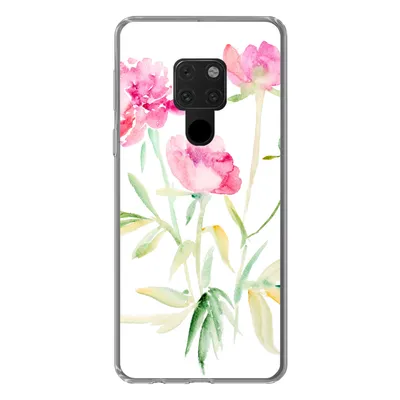 Produktbild von MuchoWow® Handyhülle Schutzhülle Hülle für Huawei P40 Lite Blumen - Aquarell - Rosa Silikon Softcase Handy Hülle - Handy