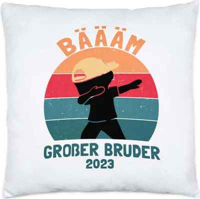Produktbild von Bäääm! Großer Bruder 2023 Kissen inkl. Füllung Geschenk Ankündigung Dab Geburt Babynews 40x40cm