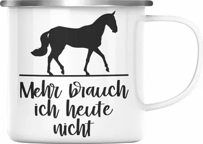 Produktbild von Trendation - Reiterin Mädchen Pferde Geschenk Emaille Tasse Reiten Reiterin Kinder Becher Spruch Lustig Geburtstag Geschenke (Silber)