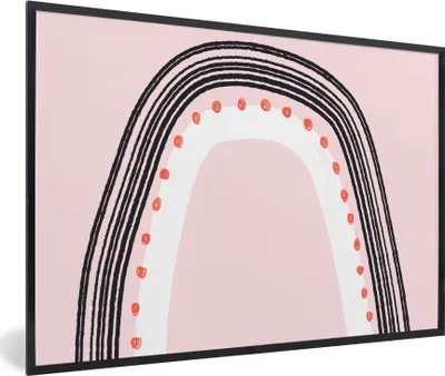Produktbild von MuchoWow® Gerahmtes Poster Regenbogen - Minimalismus - Rosa 90x60 cm - Poster mit Schwarzem Bilderrahmen Wandposter Rahmen Foto Bilder - Fotorahmen - Foto-Plakat