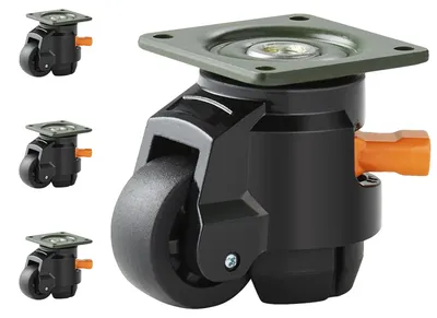 Productafbeelding van VEVOR Set van 4 zwenkwielen, diameter 50,8 mm. Verstelbare hoogte, geschikt voor meubels. Transportwielen met een draagvermogen van 0,5 ton. Zware nylon wielen. Nivelleerwielen. Laadwielen. Verplaatsingswielen voor houten planken. Geschikt voor meubels
