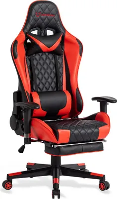 A gaming chair is shown against a white background.