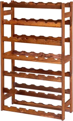 Produktbild von STOLMAK Weinregal aus Holz für 42 Flaschen Braun Kiefernholz 63x102x25 cm Flaschenregal Weinschrank Weinständer Flaschenhalter Kellerregal